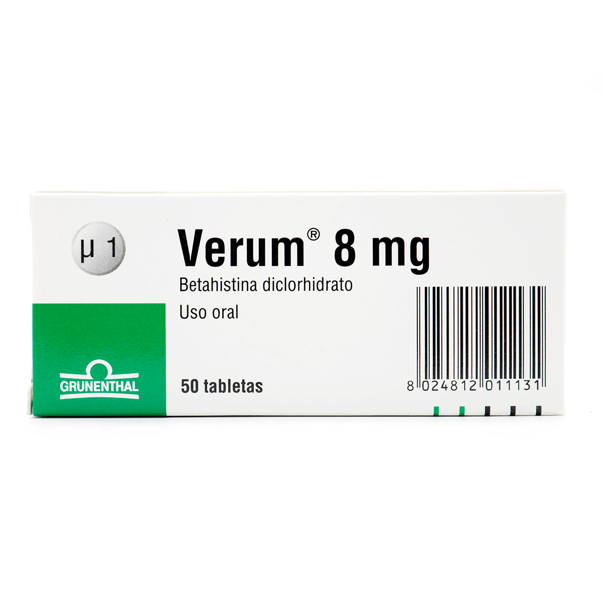 VERUM 8 MG 50 TABLETAS