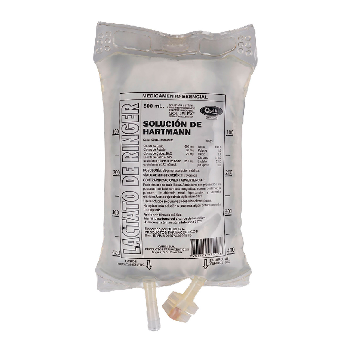 SOLUCION LACTATO RINGER 500ML QUIBI BOLS