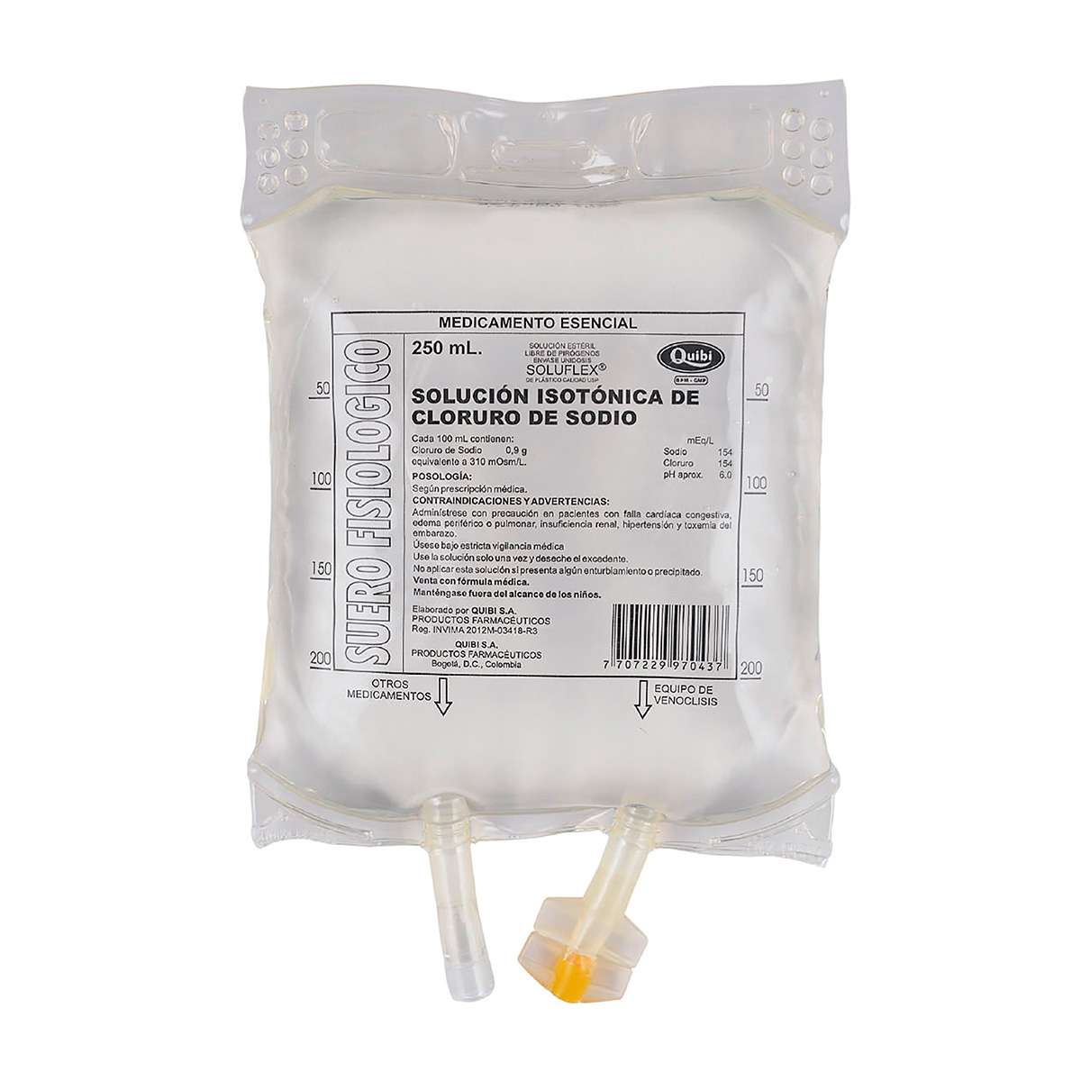 SUERO FISIOLOGICO QUIBI BOLSA 250 ML