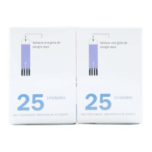 TIRAS REACT.GLUCOQUIC 25UD PAG 1 LLEV 2