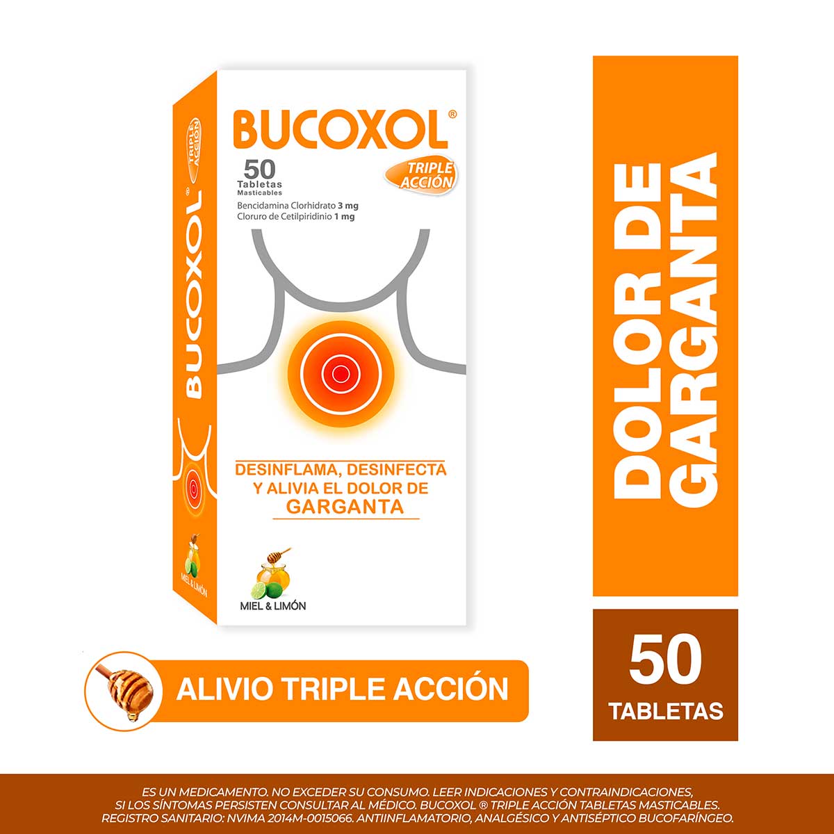 BUCOXOL TRIPLE ACCION MIEL LIMON 50 TBS