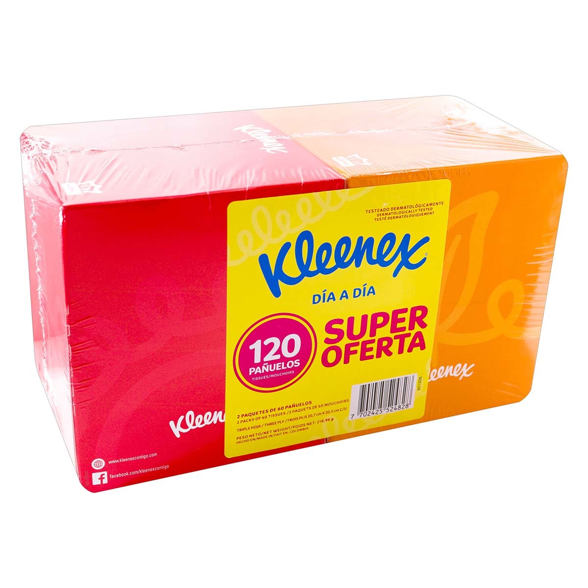 2 PANUELOS KLEENEX CUBO 60 UND