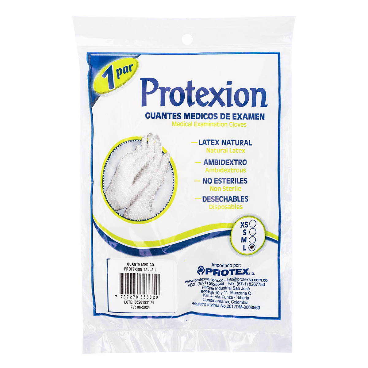 GUANTE EXAMEN PROTEX ION 10 PARES T.L