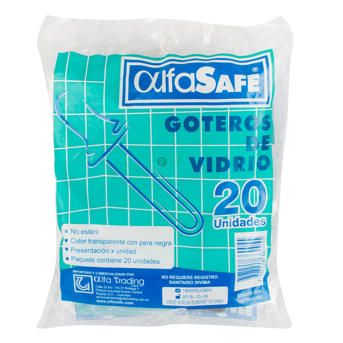 GOTERO DE VIDRIO ALFA BOLSA 20 UND