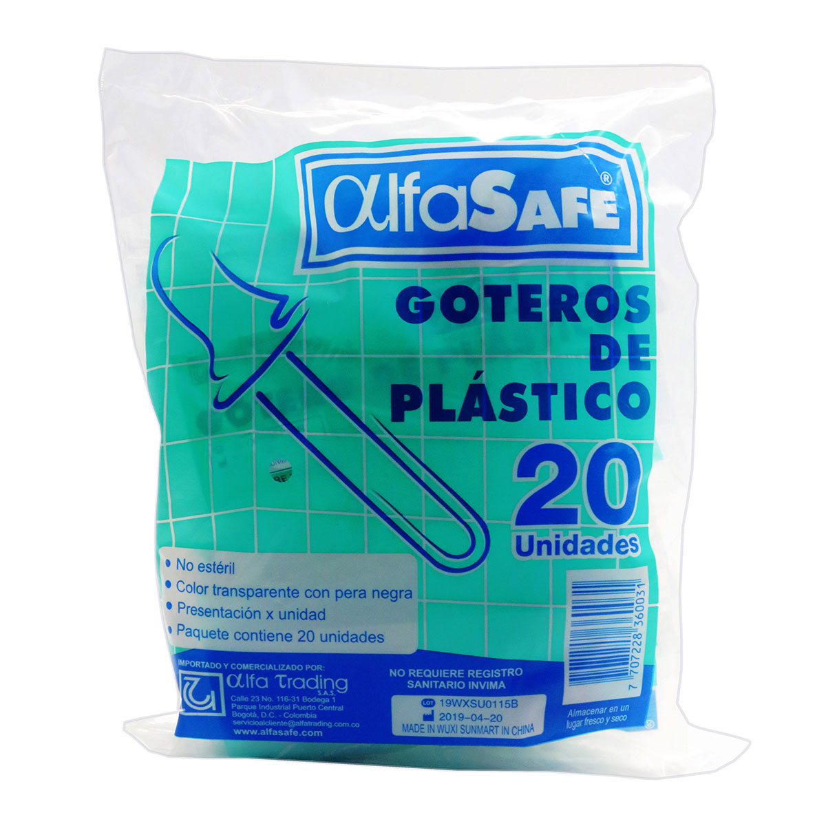 GOTERO PLASTICO ALFA BOLSA 20 UND