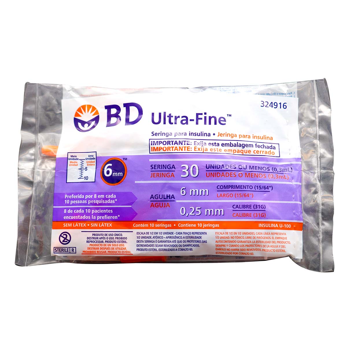 JERINGA BD INS.0.3ML 31GX6MM 10 UND
