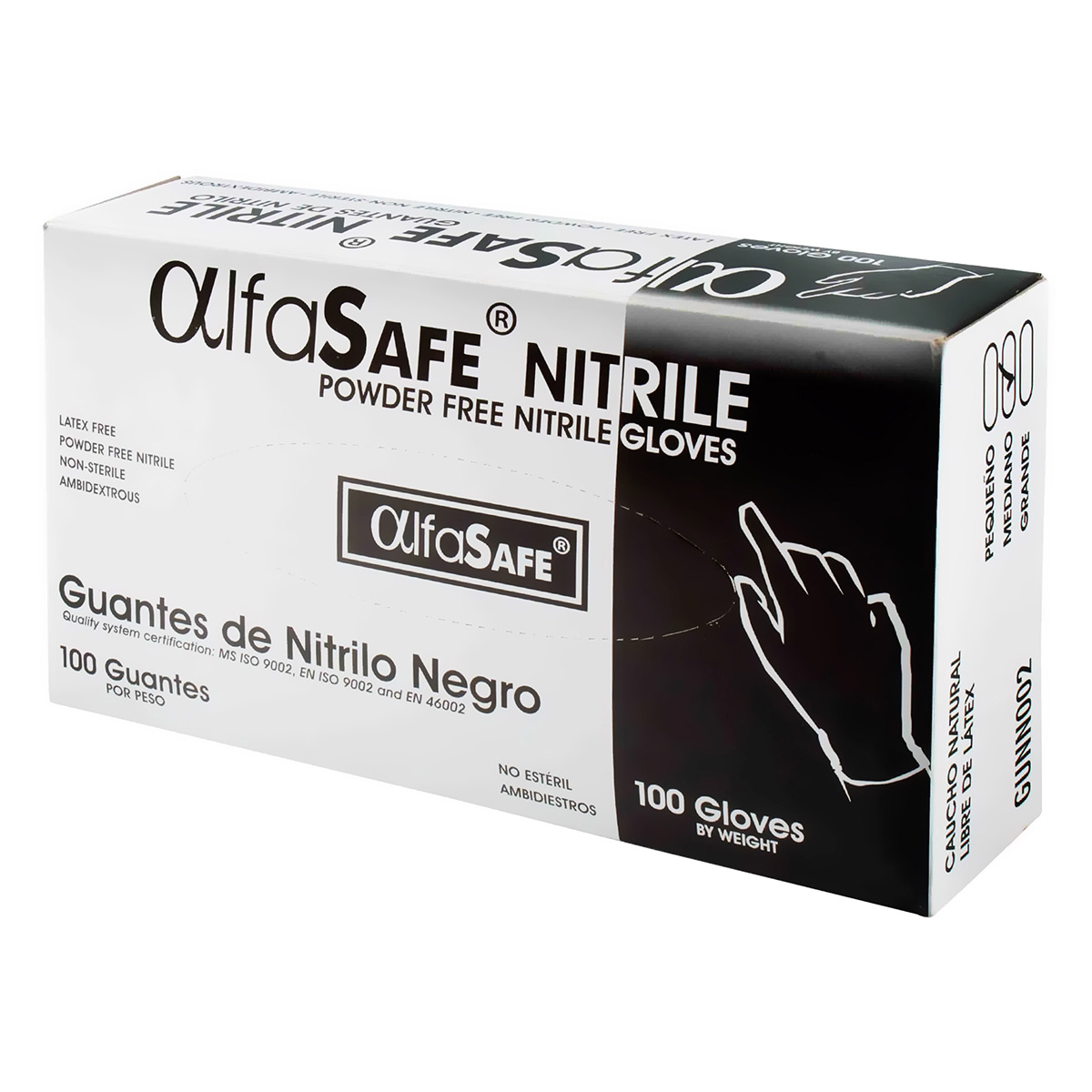 GUANTE NITRILO ALFA NEGRO T M 100 UND