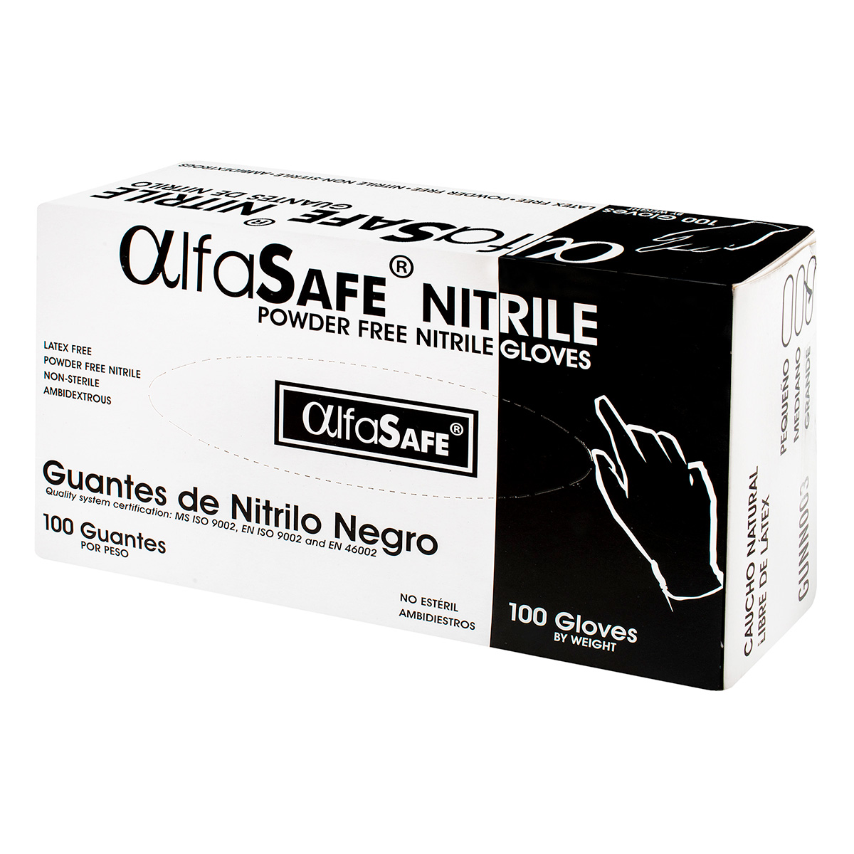GUANTE NITRILO ALFA NEGRO T L 100 UND