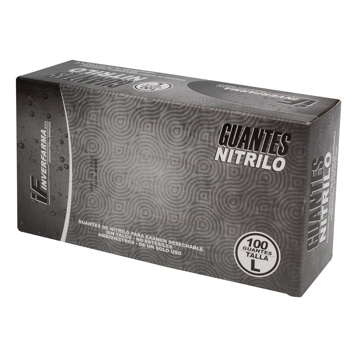 GUANTE NITRILO NEGRO T.L 100 UND INVERFA