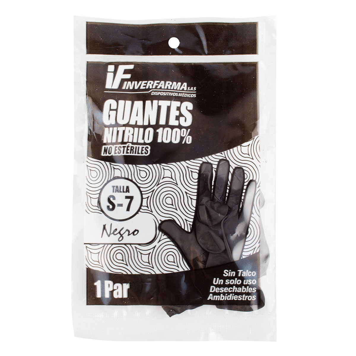 GUANTE NITRILO NEGRO T.S 2 UND INVERFARM