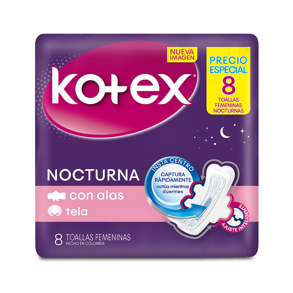 TOA.KOTEX NOCTURNA TELA 8 UND P.E