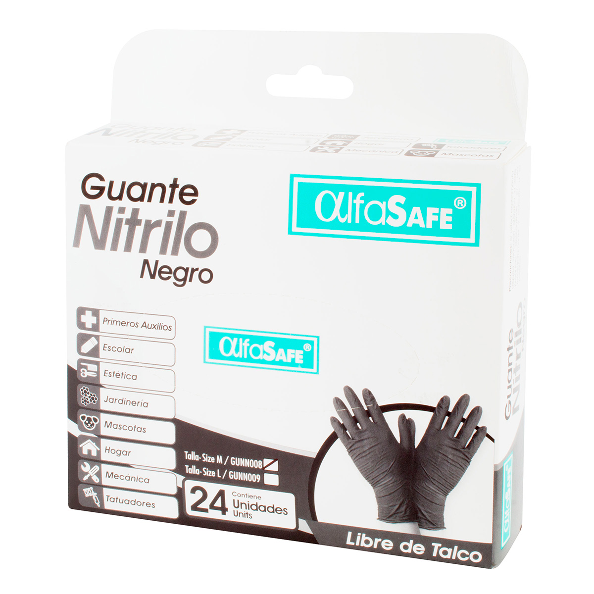 GUANTES NIT.ALFASAFE NEGRO TALLA M 24