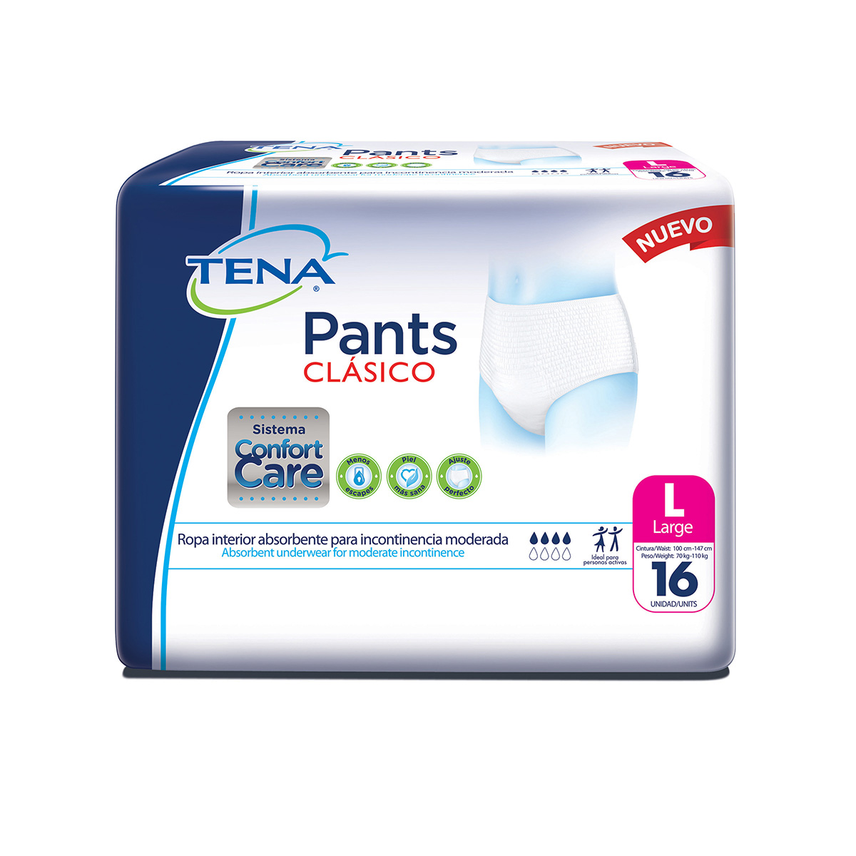 TENA PANTS CLASICO LARGE 16 UND