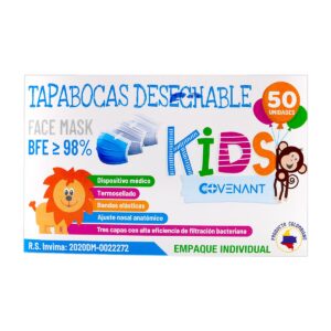 TAPABOCA AZUL PEDIATRICO COVENANT 50U EI
