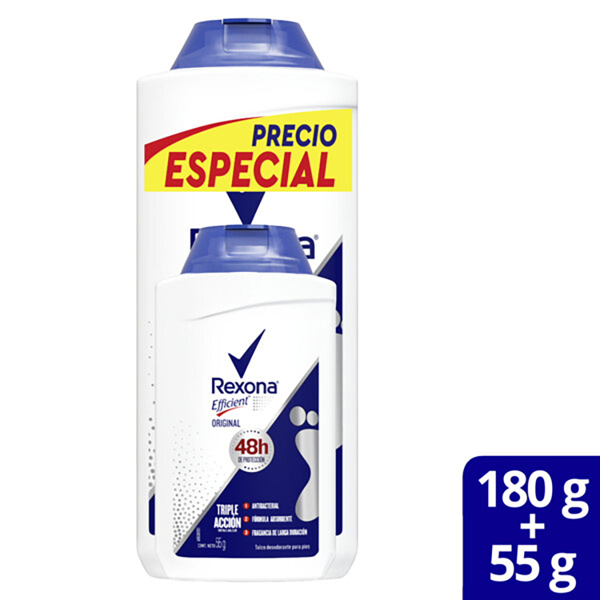 TALCO REXONA EFFICIENT 180 GR+55 GR S.OF